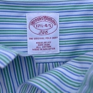 Brooks Brothers Men's Striped Polo Shirt - Blue and Green